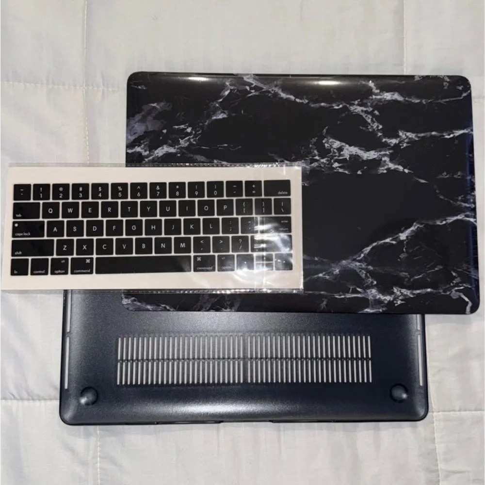 Black Marble Laptop Case with Keyboard Cover